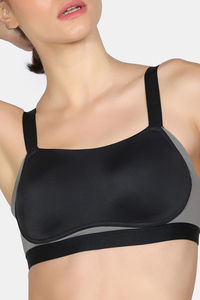 Zelocity High Impact Quick Dry Padded Sports Bra - Jet Black — thumbnail 6